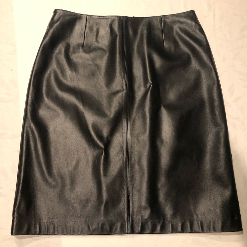 Vintage Lord & Taylor Black 100% Leather Skirt